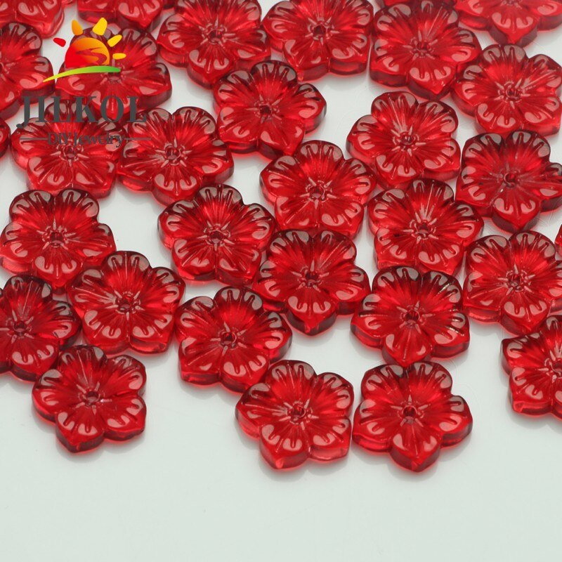 40pz 12x12mm di Fascino Rosso Petalo di Vetro di Cristallo Ceco Branelli Del Distanziatore Del Fiore per Monili Che Fanno Accessori FAI DA TE orecchini Della Collana