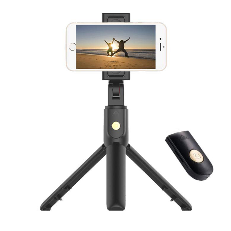 Alle In 1 Draadloze Bluetooth Selfie Stok Mini Statief Uitschuifbare Monopod Universele Voor Iphone Android: Black