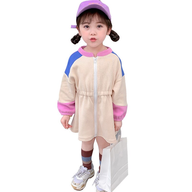 fall children's long sleeve dress colorful knitting dress two colors