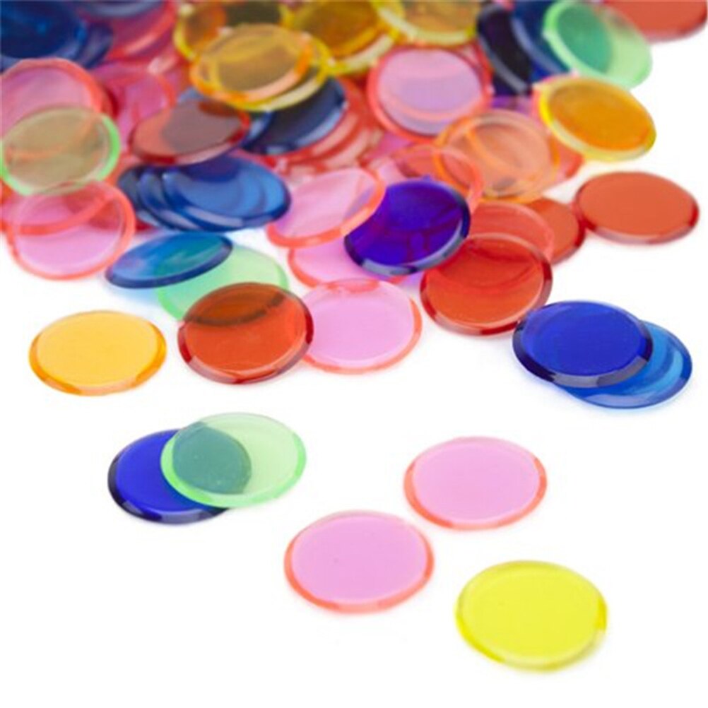 300Pcs Tokens Kleurrijke Creatieve Plastic Ronde Poker Tokens Spel Tokens Bingo Markers Voor Fun Familie Club Carnaval Bingo Game