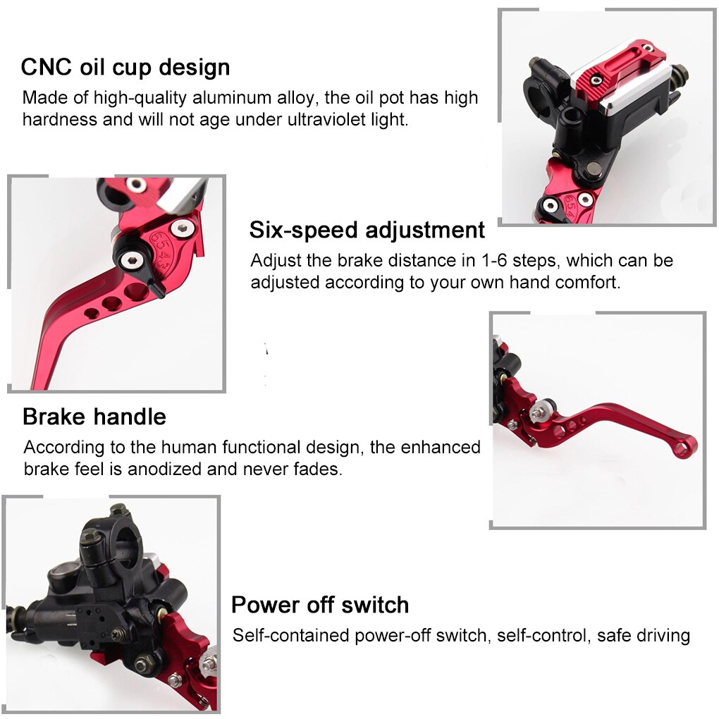 Motorcycle Brake Set Universal Alloy Front Brake Master Cylinder Cable Clutch with Adjustable Levers