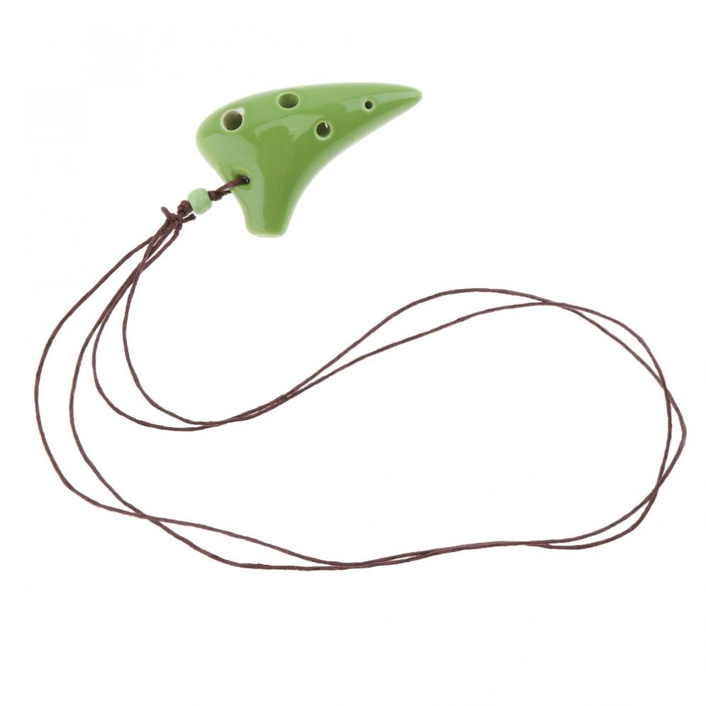 Mini collar de Alto ToneC de 6 agujeros, instrumento de flauta de cerámica Ocarina con cuerda para colgar, 4 colores opcionales: Verde