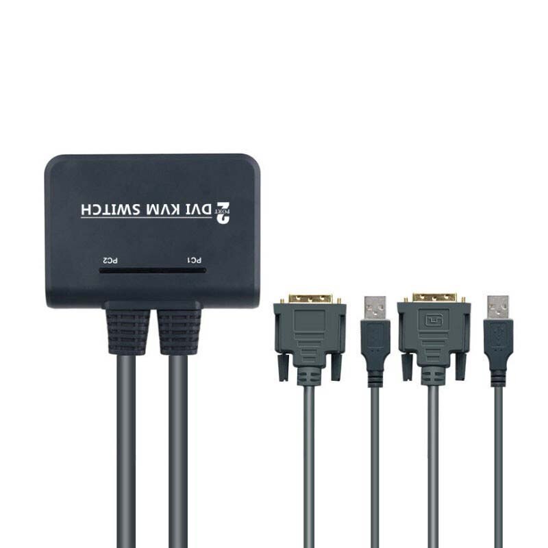 2-port all in DVI KVM switch with USB mouse and keyboard sharing desktop controller switch and keyboard hotkey switch: Default Title