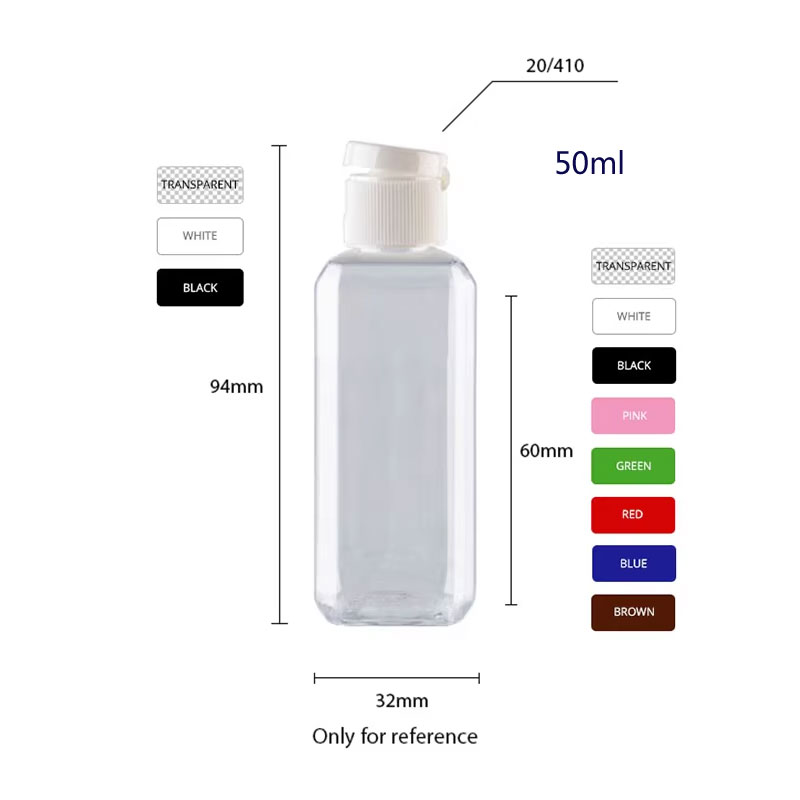 30 stk. 50ml tomme 100ml firkantede plastflasker med skrukork, reisebeholdere til kosmetikk, prøveemballasje til personlig pleie
