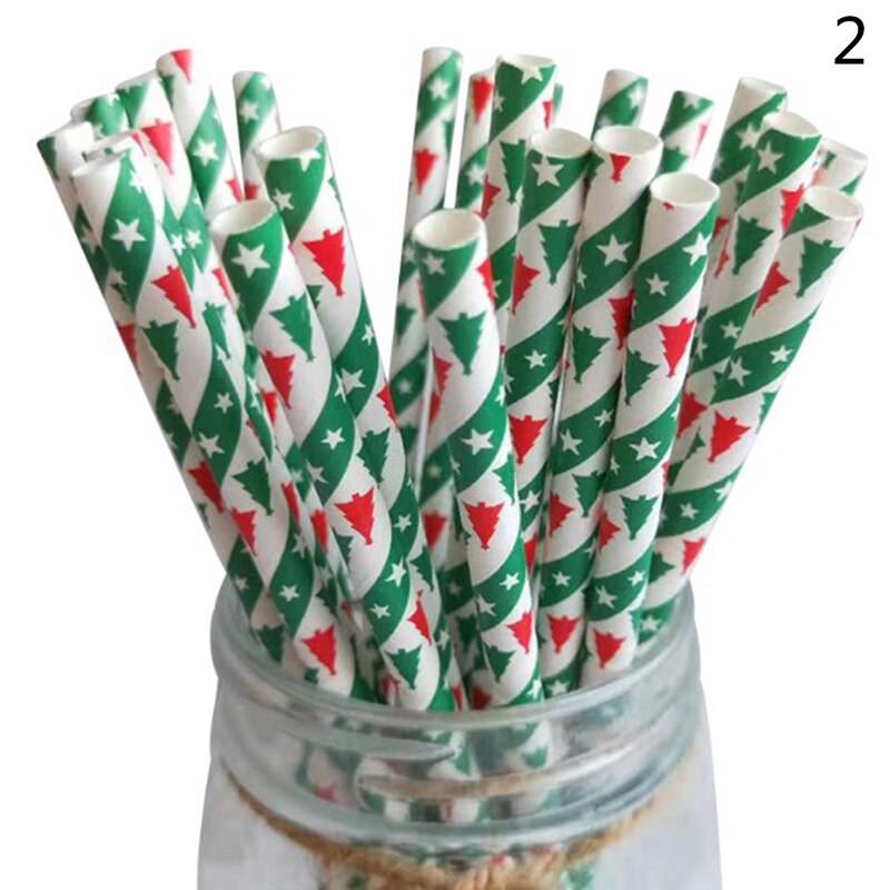 Christmas Paper Straws Snowflake Drinking Straw Merry Christmas Decorations For Home Xmas Year Party Supplies: N2