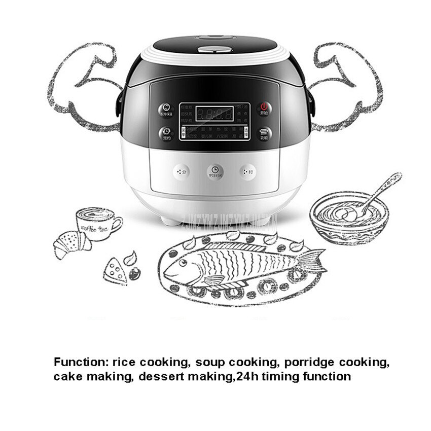 2.0L Mini Intelligent Electric Rice Cooker Household Rice Porridge Soup Cooking Machine 24H Timing Function 350W 220V JZFB-351C