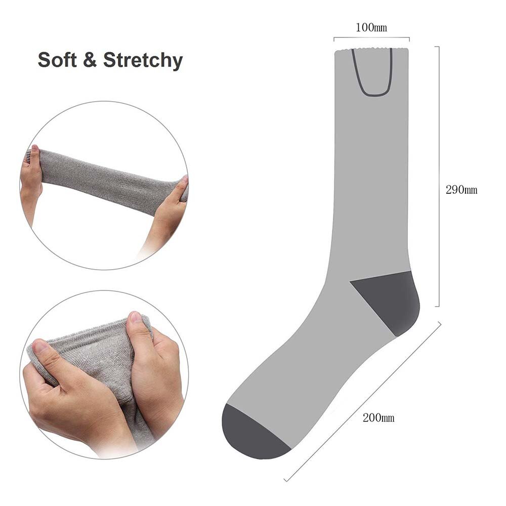 Calcetines eléctricos con calefacción para deportes al aire libre, calcetines recargables por USB, calentadores ajustables, Banco de energía para esquiar en invierno