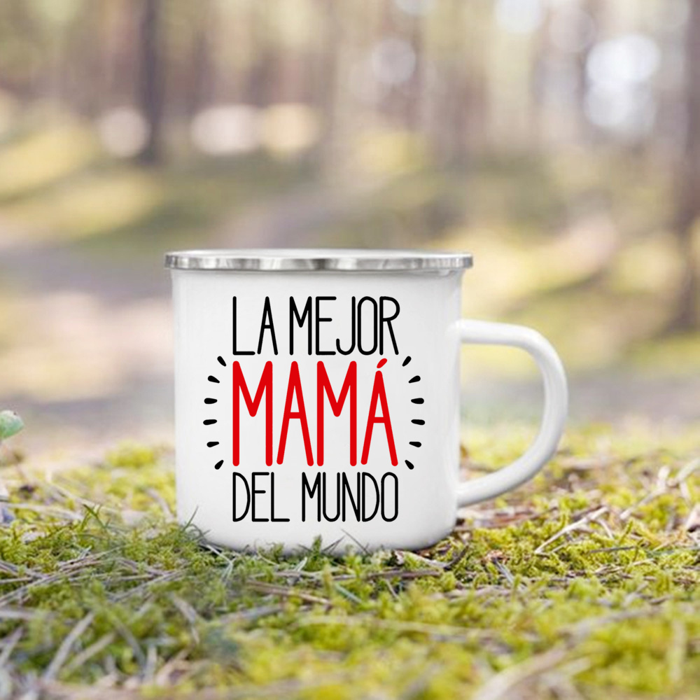 Taza con estampado de la mejor mamá del mundo, tazas de café creativas, bebidas, leche, taza con asa, taza esmaltada para acampar, de cumpleaños para el día de la madre para mamá: YELLOW