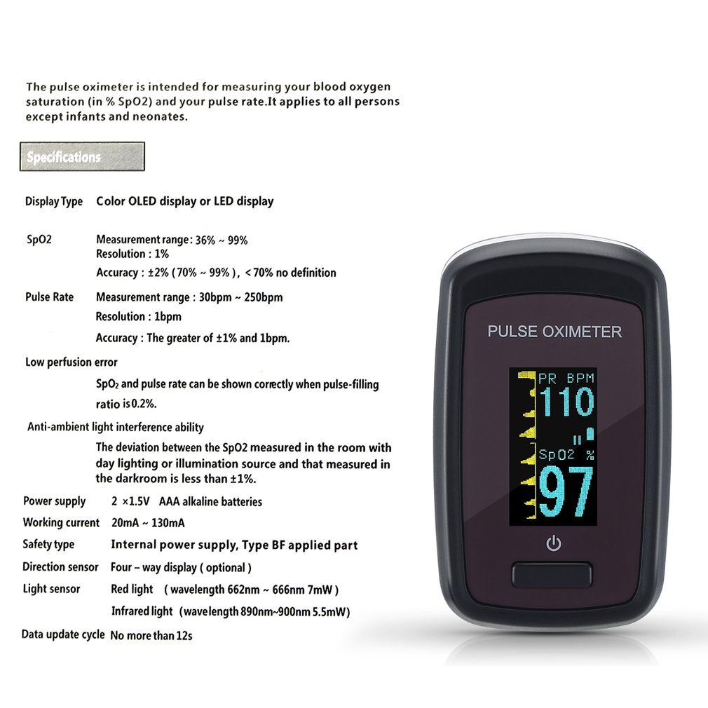 Pulse Oximeter Finger Pulse Oxymeter Digital Oxygen Meter Clip Type Sensor Display Fingertip Pulse Oximeters