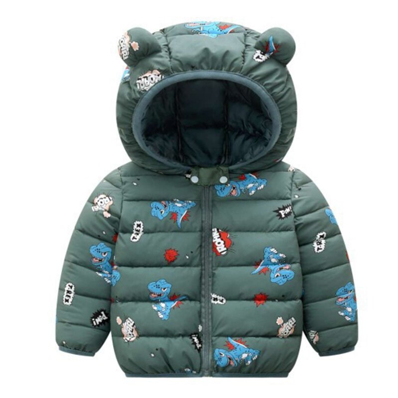 Jaqueta de algodão infantil, casaco com capuz, roupas infantis fofas para meninos e meninas de 0-4 anos e outono e inverno: green / 18-24M