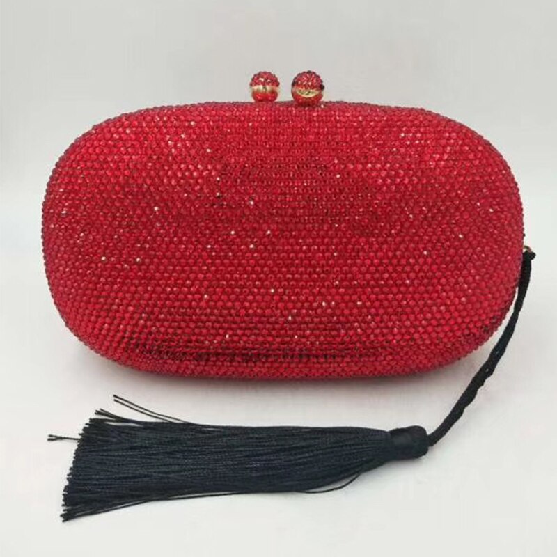 Bolso de noche naranja para mujer, bolsa de mano de cristal con borlas, bolsos con diamantes, de , bandolera mensajero de 14 colores
