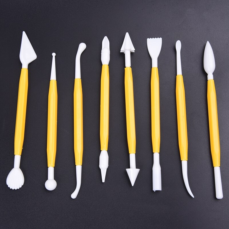 Kerstcadeau Voor Kinderen Klei Gereedschap Klei Polymeer Klei Tool 8 Delige Set-Geel: Default Title