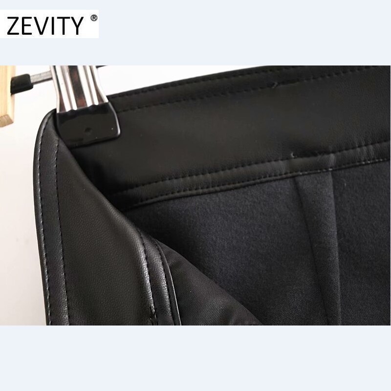 ¡Novedad! Pantalones cortos Zevity de piel sintética con botones a la para mujer, pantalones cortos ajustados informales con cremallera chic y bolsillos para mujer, pantalones cortos P923