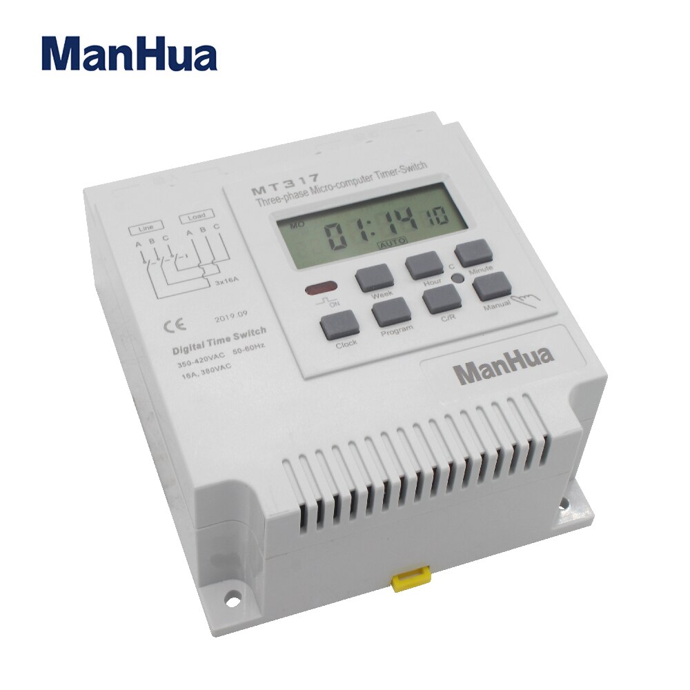 ManHua MT317 380V 16A LCD digital multi-purpose three-phase 7 Days programmable control power timing switch motor timer