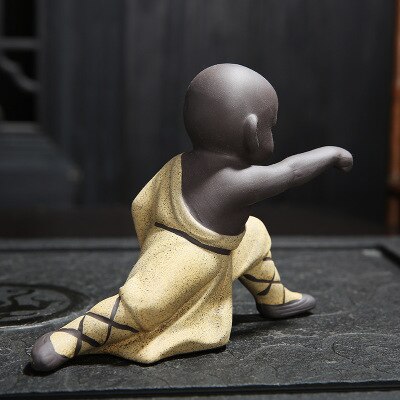 Lille munk skulptur statue keramik boligindretning håndværk kinesisk stil te sæt skulptur buddha statue bedst: Nyt 3