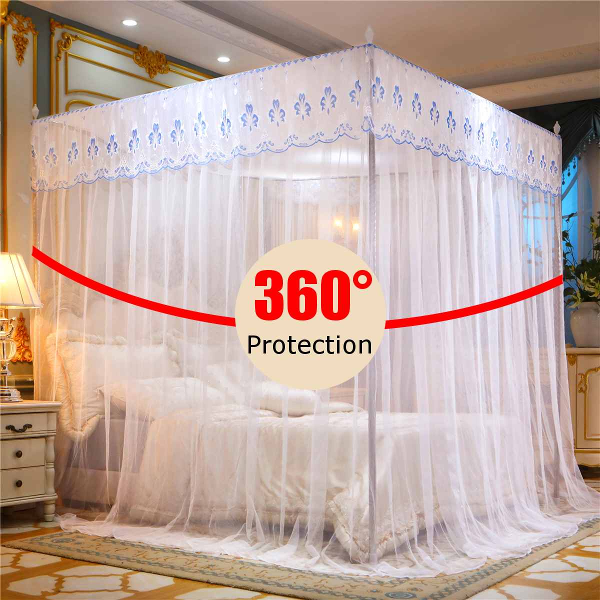 Four Corner Mosquito Netting Canopy Mosquito Net For Double Bed Mosquito Repellent Tent Insect Reject Canopy Bed Curtain