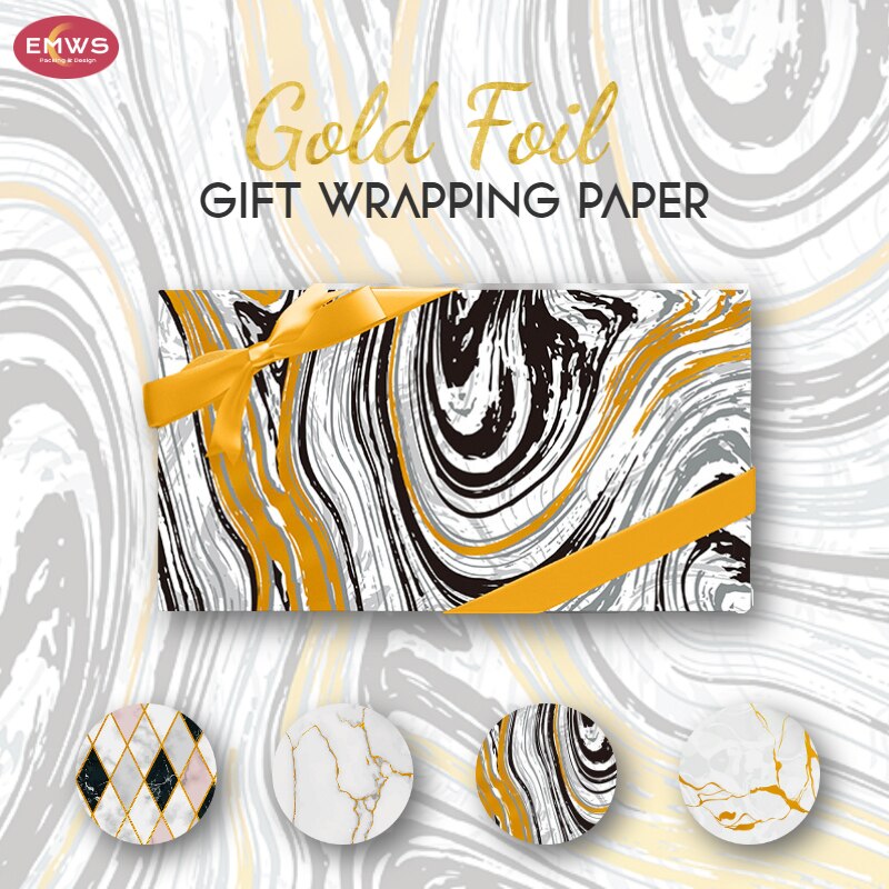 Goud Folie Graniet Textuur Cadeaupapier Marmer Kerst Bruiloft Verjaardag Wijnfles Decoratieve Papier 50*70cm