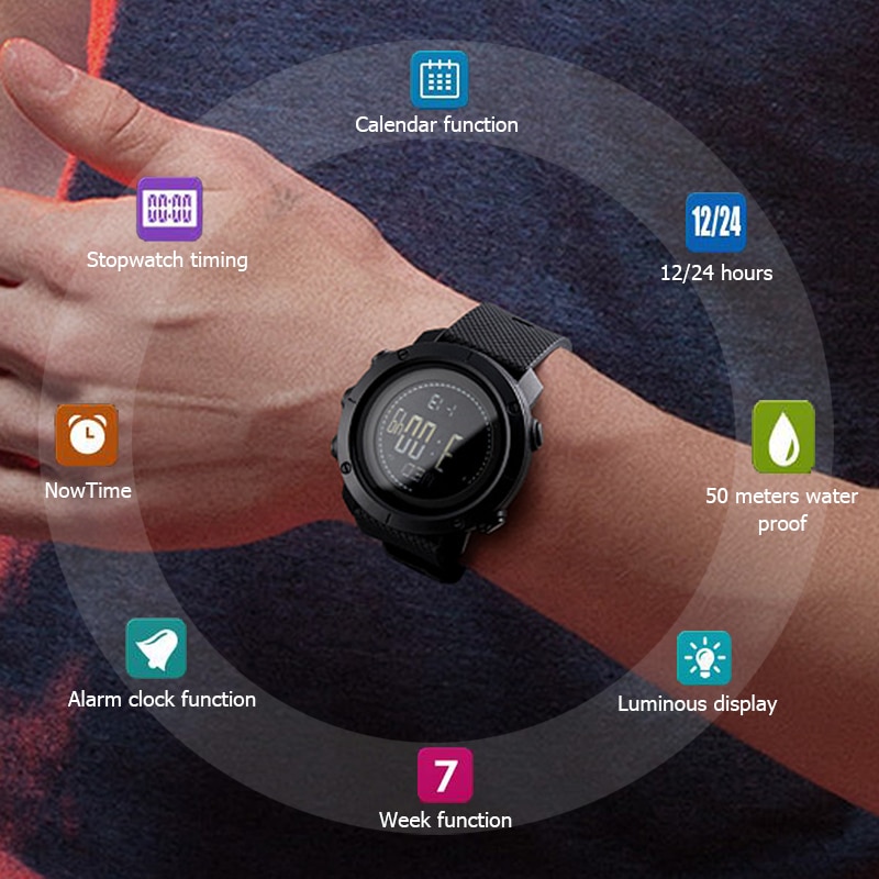Relojes deportivos profesionales para exteriores, reloj electrónico Digital con brújula de mujer para hombre, podómetro, reloj de presión, reloj Masculino