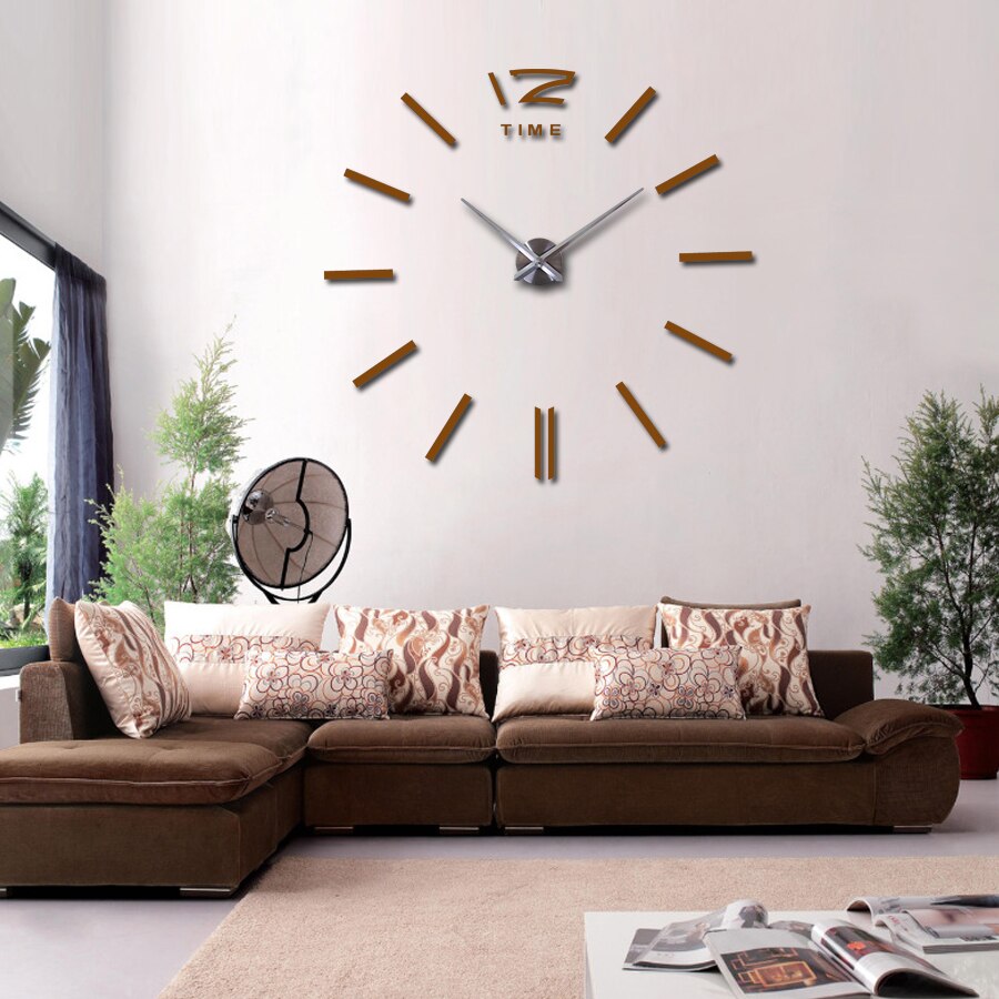 Veggklokke store dekorative klokker hjemmeinnredning 3d diy wallstickers stue reloj veggmaleri klistremerke