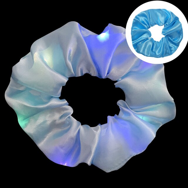 1pc LED Luminous Women Girls Hair Rope Flashing Ponytail Holder Light Up Elastic Hair Bands Hair Accessories Glow Party Supplies: sky blue