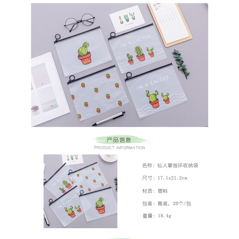 XZP Cute Cactus Transparent Scrub Cosmetic Bag Women Make Up Case Waterproof Makeup Beauty Wash Organizer Toiletry Storage Kit