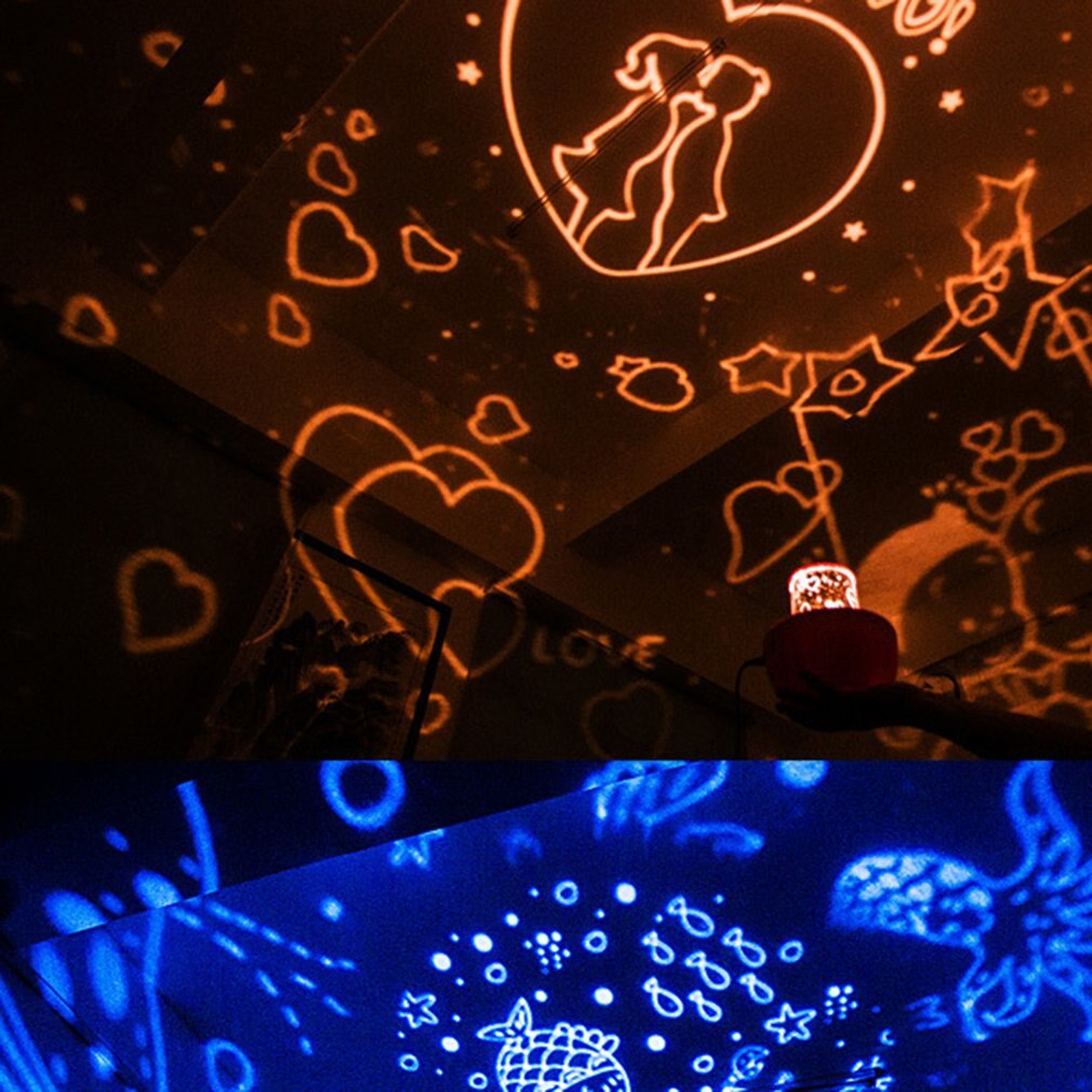 starry sky night light / wireless remote night light 360-degree rotation 4 patterns 3D atmosphere light portable light 1pcs