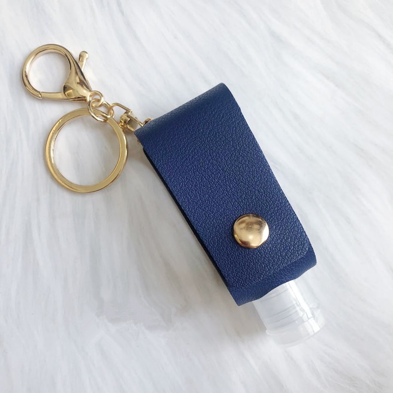 1Pcs Mini Portable Hand Sanitizer Bottle Keychain Holder Empty Refillable Travel Bottles Flip Cap Soap Containers With Keyring: Dark Blue