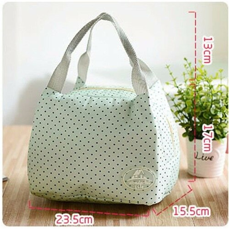 Tragbare Striped Dots muster Lunch Tasche Für Frauen Kinder Thermische Picknick Kühler Isolierte Reise Carry Lagerung Tote Taschen Kühler