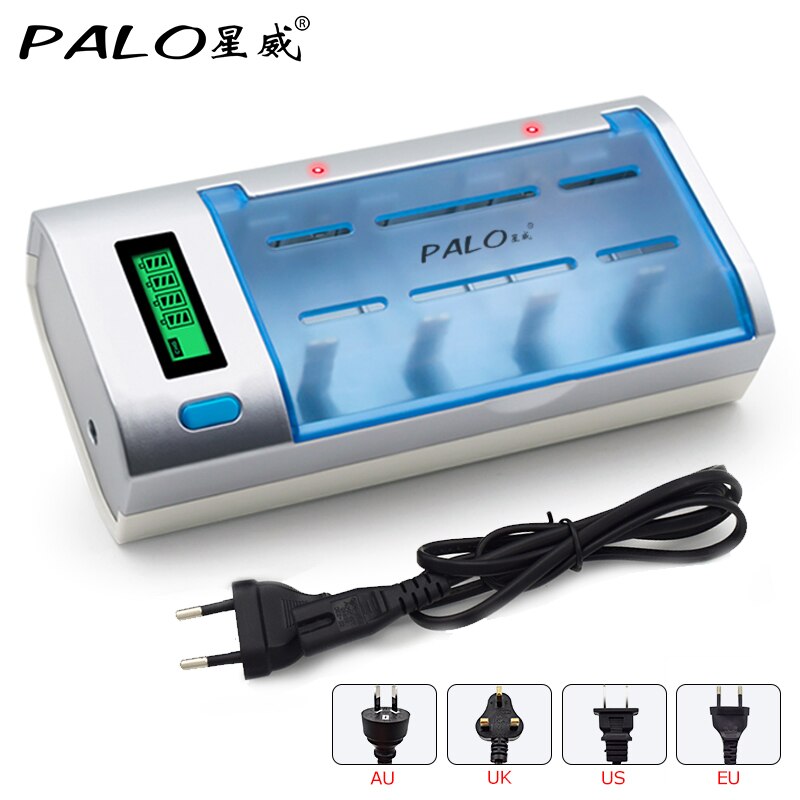PALO 4-48 slots AA AAA battery charger smart fast chargers for 1.2V AA AAA 2A 3A ni-mh ni mh batteries: 8 slots 906 / us
