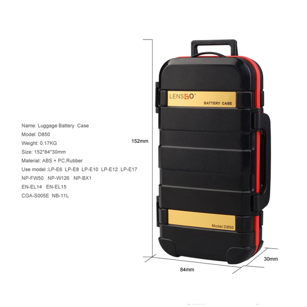 LENSGO D850 Waterdichte Memory Card Case Batterij Opbergdoos voor 2 Camera Batterijen 4 Sd-kaarten 8 TF Kaarten 2 CF/XQD Kaarten