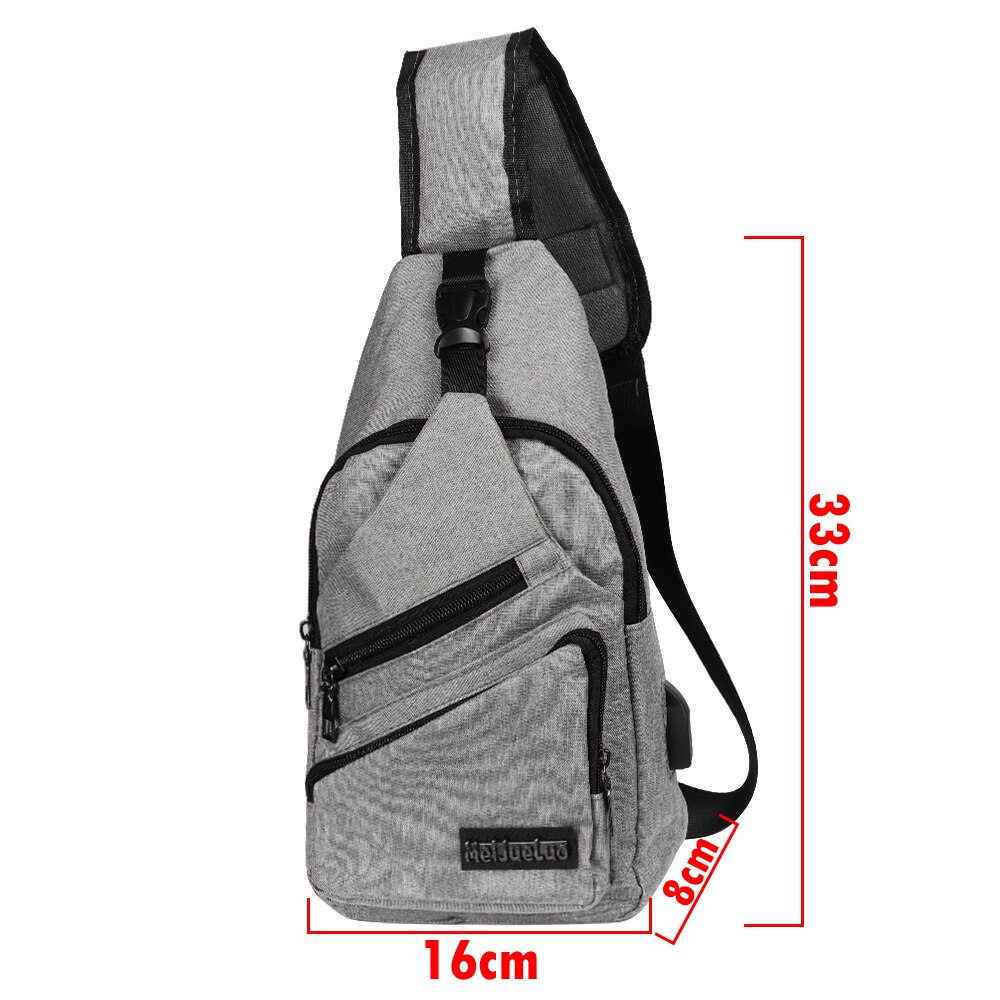 Large Capacity Shoulder Bags Casual Outdoor Travel USB Charging Port Sling Bag Chest Pack Crossbody Bag