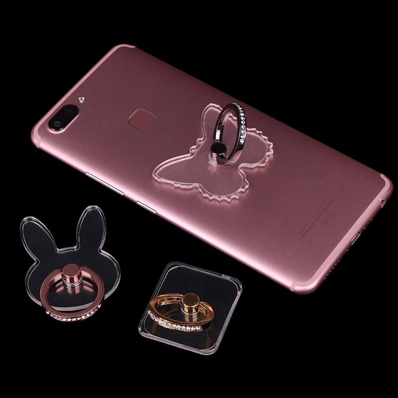 Anel de Dedo do Metal De 360 Graus Para O Telefone Móvel Smartphone Suporte Suporte Suporte Suporte Do Telefone Anel borboleta transparente clara