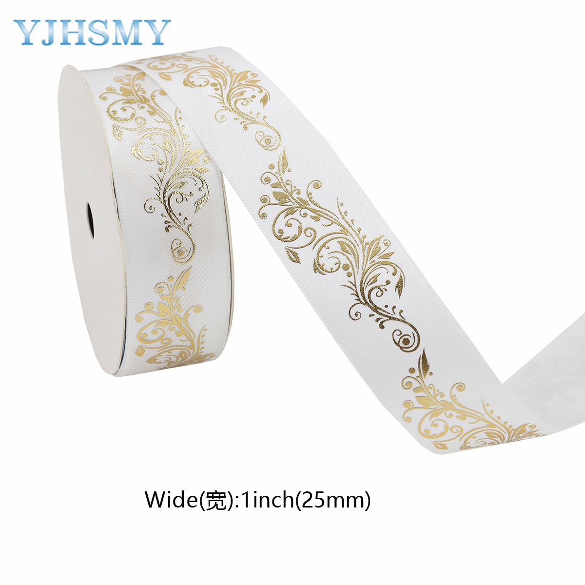 1 Inch Goudfolie Satijnen Lint Gedrukt Bloem Voor Diy Craft Cadeaupapier Bruiloft Verjaardag Party Decoratie 5 Yards: Koper / M