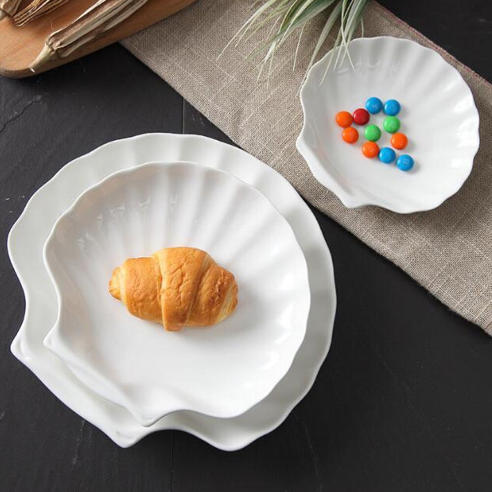 6 st keramik tallrik kammussla tallrik maträtt torkad frukt bricka mellanmål mat västra mat tallrik för fest hem (diameter 10.2cm)