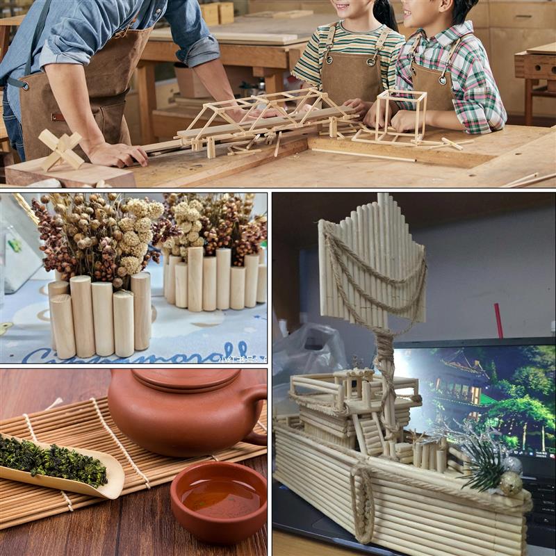Palo redondo de madera para manualidades, piruletas de hielo para comida y modelismo, pasador de pastel, herramienta de carpintería, modelo de construcción duradero