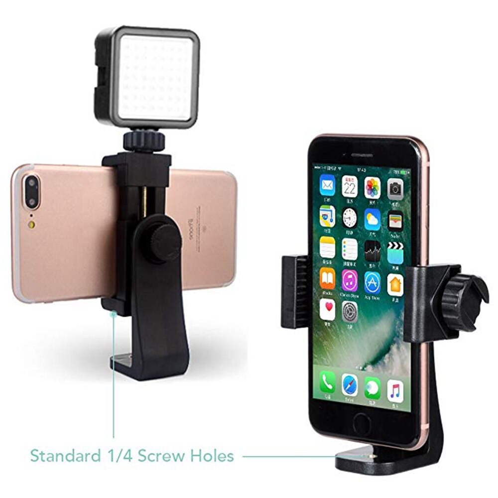 360 Rotatable Mobile PhoneTripod Mount Bracket Holder Adapter Clip Vertical Adjustable Clamp Stand for Iphone Xiaomi Samsung