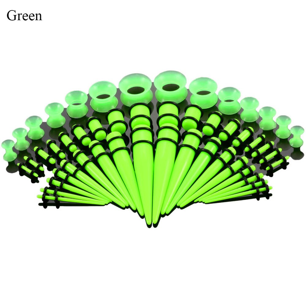 Acryl Oor Gauge Doorstoken Oorbellen Taper En Plug Stretching Kits Gemengde Kleur Oor Flesh Tunnel Uitbreiding Body Piercing Sieraden: green