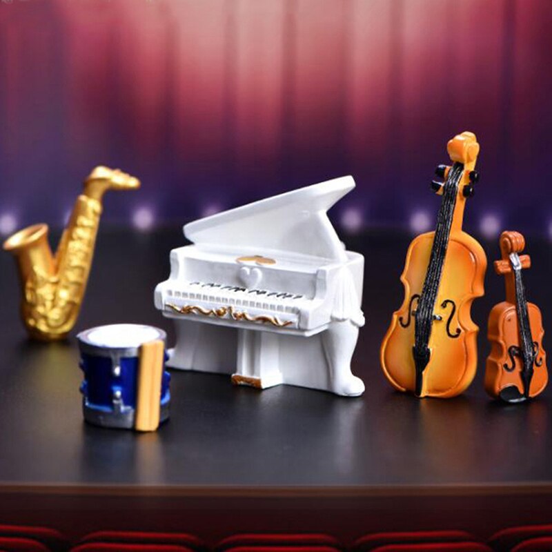 Miniature Music Instrument Resin Mini Violin Dollhouse Decorative Ornaments Crafts DIY Home Music House Bar Furniture Toys