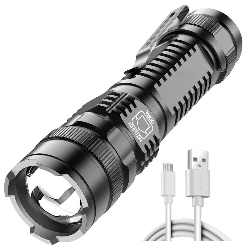 Strong Bright Mini Led Flashlight Usb Rechargeable Battery Power Bank Function Torch Lantern for Outdoor Camping Fishing Hiking: B