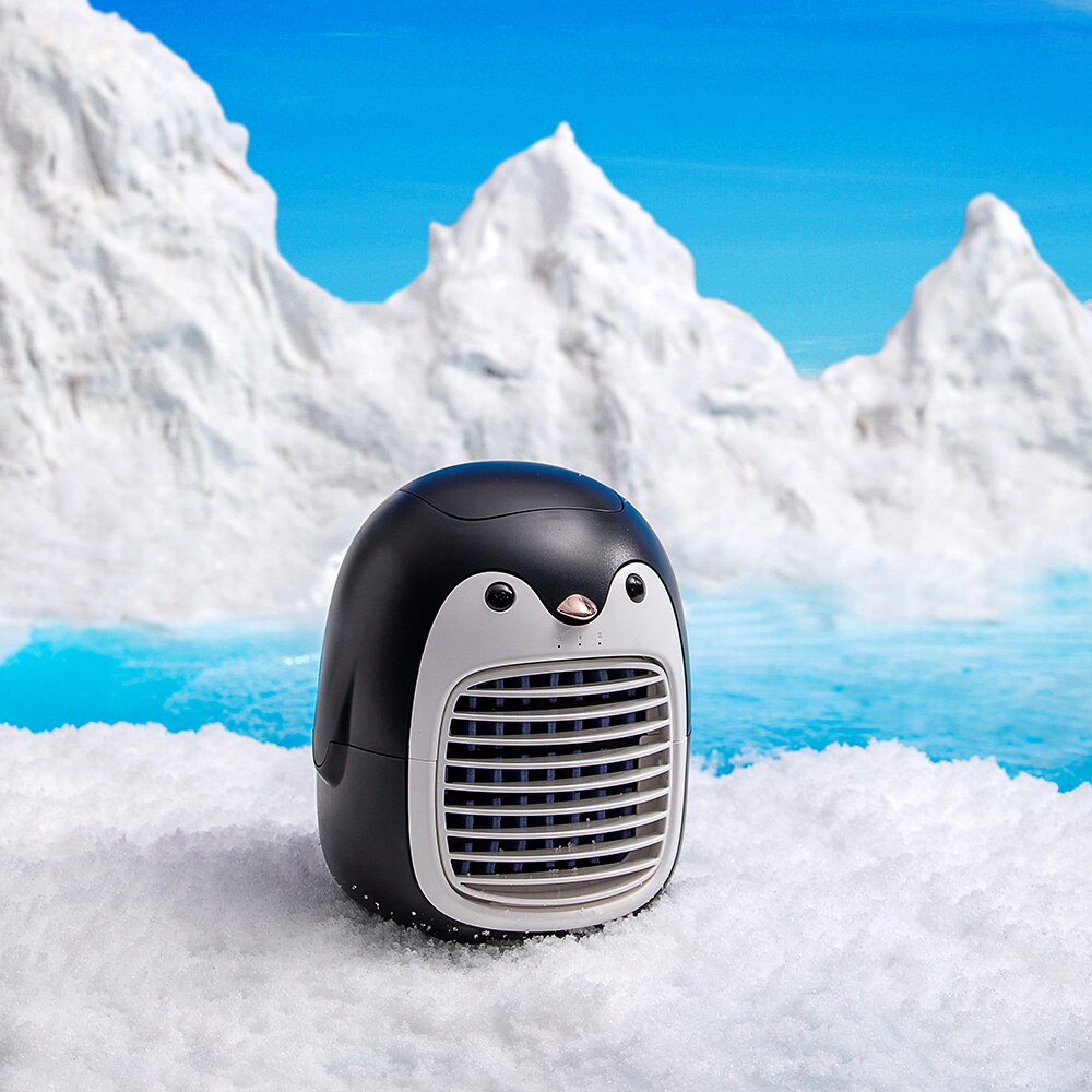 Leuke Pinguïn Zomer Cooling Fan Desktop Oplaadbare Airconditioner 2000Mah Draadloze Water Mist Ventilator 3 Snelheden Aanpassing