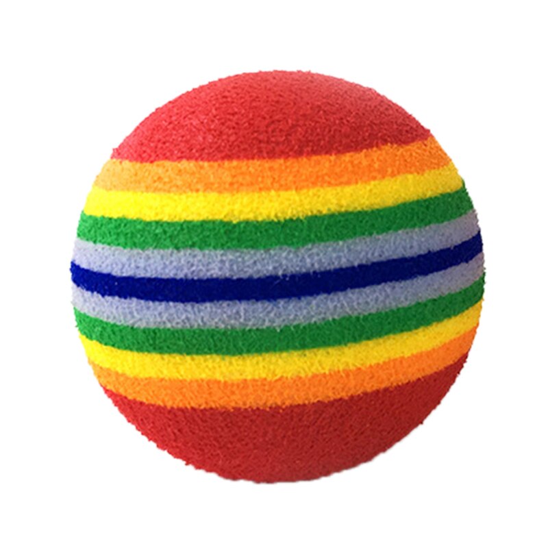 2 pièces arc-en-ciel chat jouet balle mousse balle interactif chat jouets jouer mâcher hochet Scratch EVA balle formation fournitures pour animaux de compagnie