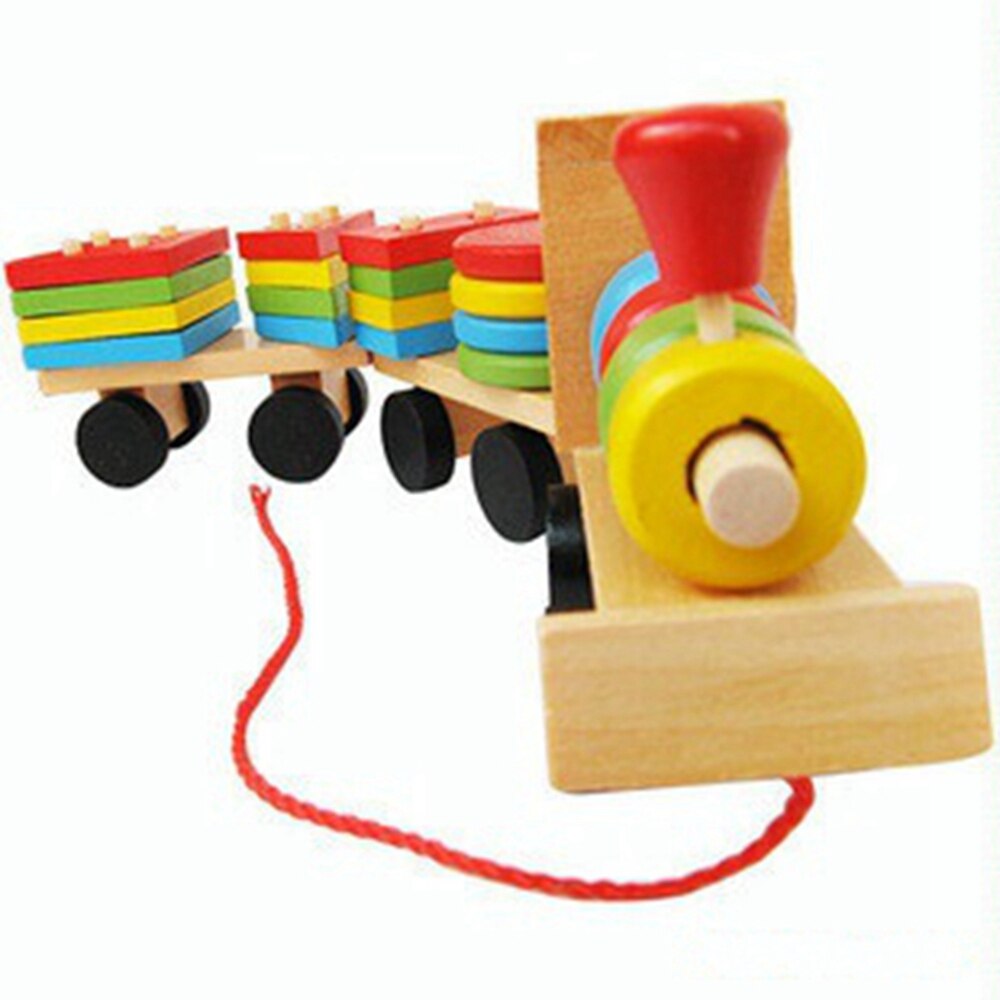 Peuter Baby Houten Stapelen Trein Blok Speelgoed Fun Voertuig Blok Board Game Toy Houten Educatief Speelgoed Voor Kinderen