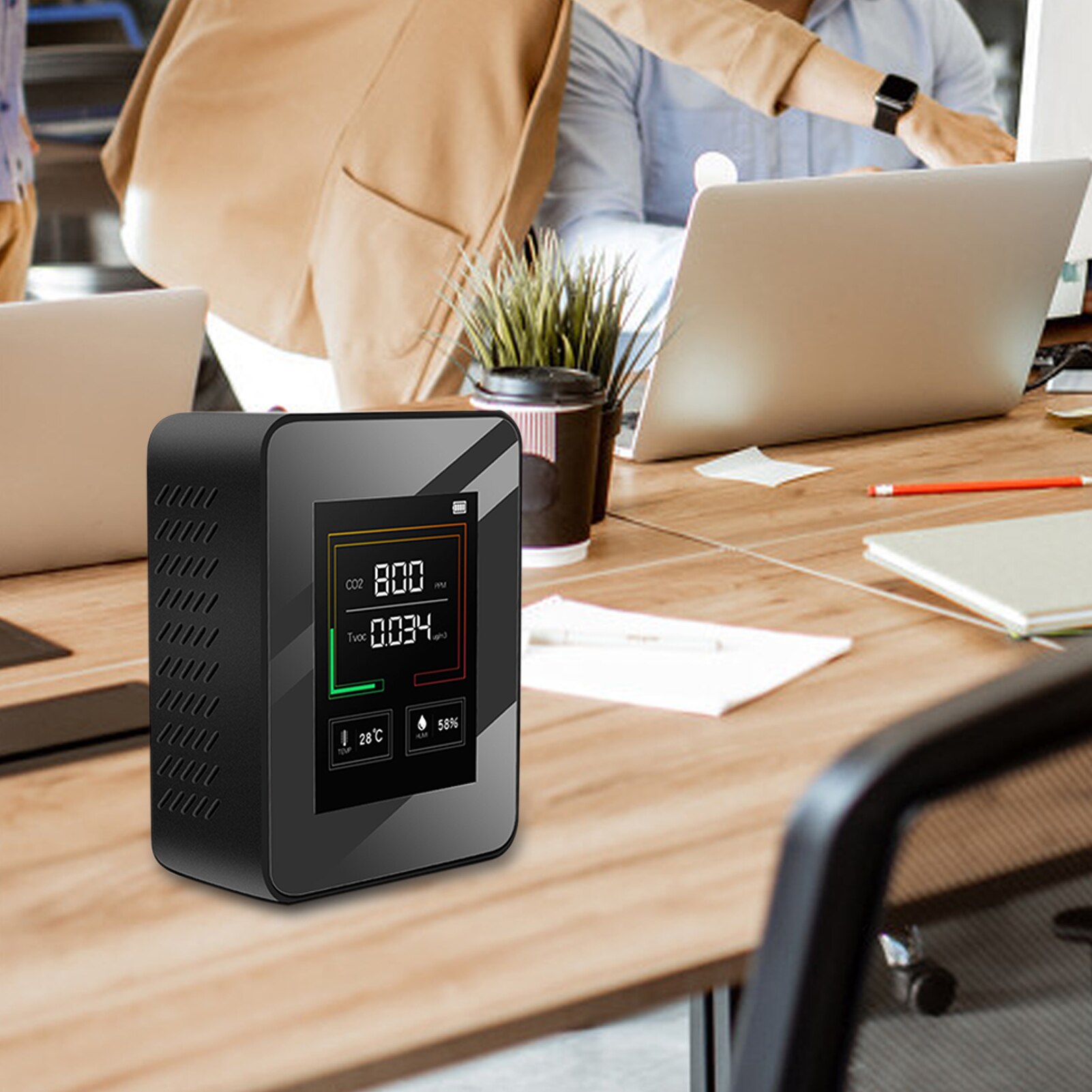 CO2 Meter LCD Backlight Indoor Carbon Dioxide CO2 Concentration Detector Air Analyzer Tester with Temperature &Humidity