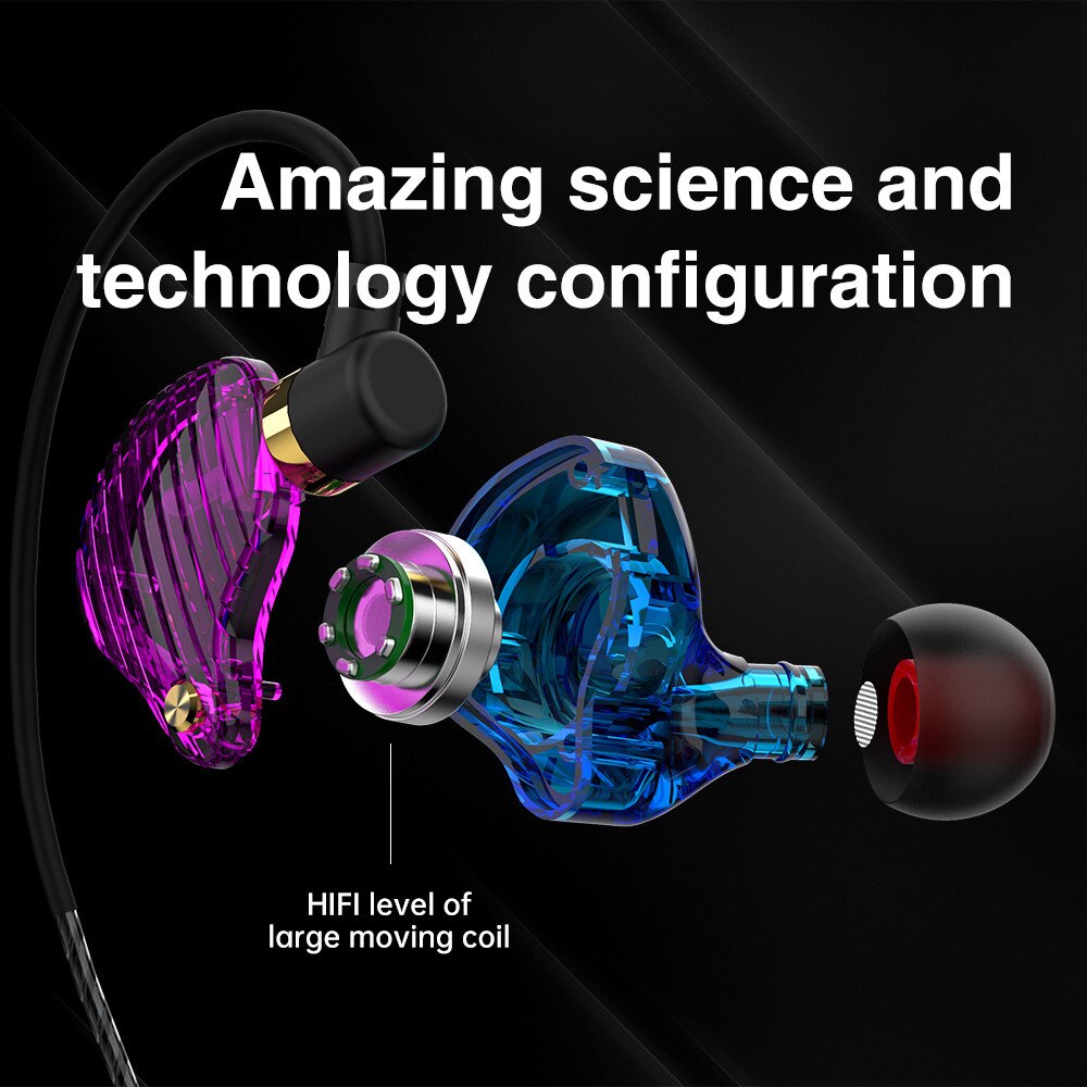 3.5mm Wired Dual Driver Earphones Stereo Bass Sport Running Headset HIFI Monitor Earbuds Handsfree With Microphone QKZ SK3