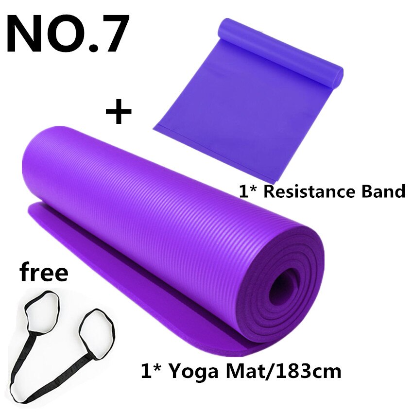 10 millimetri NBR Zerbino Con La Fascia di Resistenza di Forma Fisica di Yoga Pilates Zerbino 183X61cm Non-slip Pad di Spessore Per Palestra All'aperto esercizio di Fitness: Purple 183cm