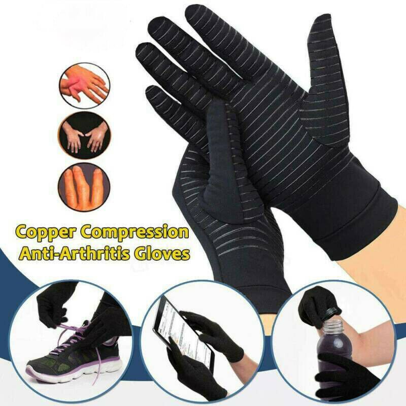 Copper Compression Full Finger Arthritis Gloves Touch Screen Relieve