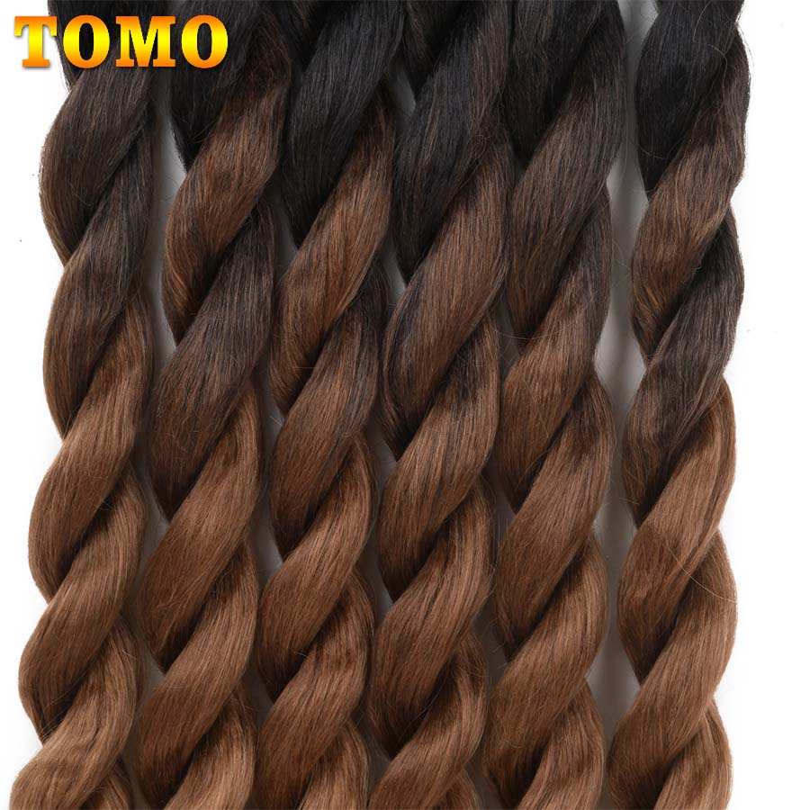 TOMO Big Wavy Synthetic Braiding Hair Extensions 24 Inch Ombre Curly Jumbo Braids Hair For Black Women Low Temperature Fiber
