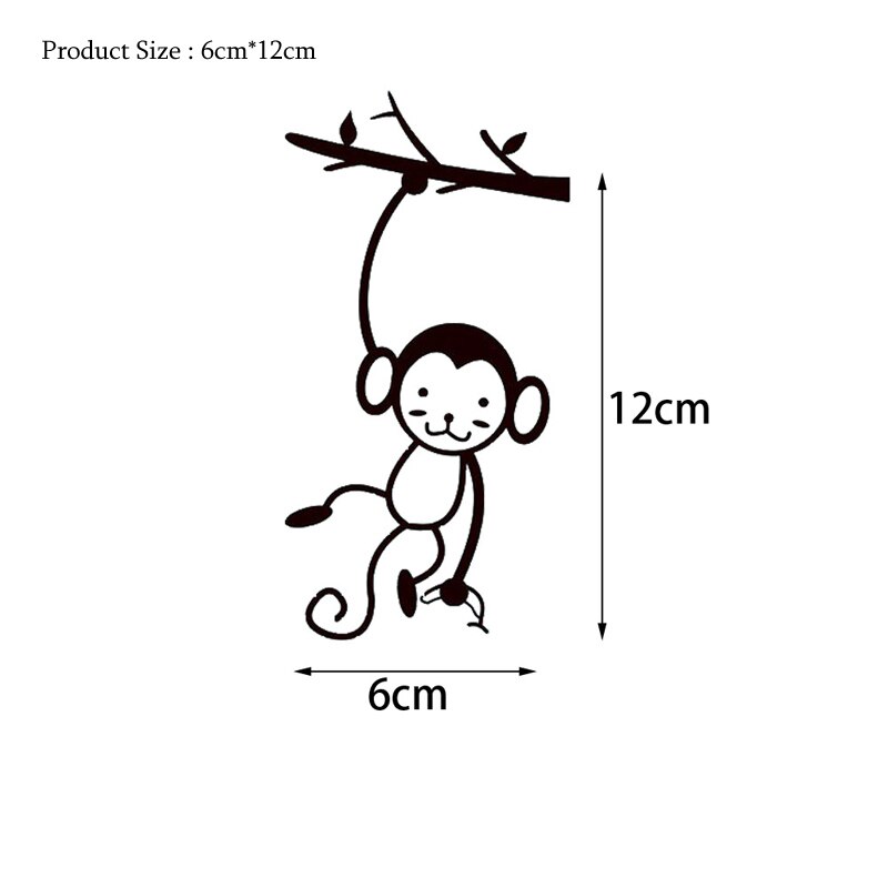 Black Cute Monkey hanging tree branch Switch Sticker for home decor Vinyl Living Room background decals Cartoon Wall Stickers
