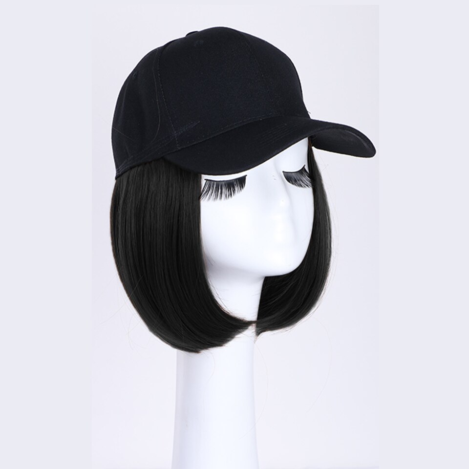 Houyan Korte Pruik Synthetische Mode Pruik Baseball Cap Hoed Steil Haar Baseball Hittebestendig Fiber Elf Cut Korte Pruik: 2