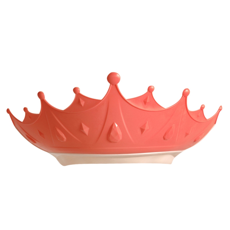 Gorro de ducha con forma de corona para recién nacido, gorro de lavado de pelo ajustable, protección para los oídos, protector de champú seguro para niños, gorro de baño: Pink Shower Cap